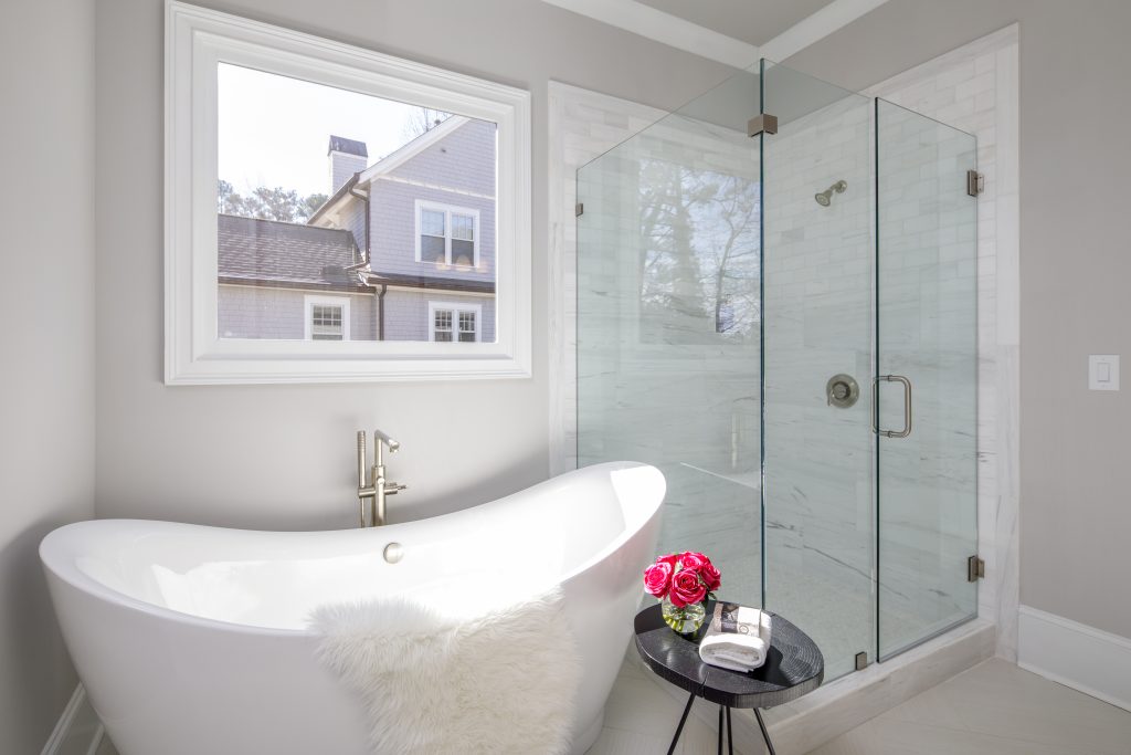 Garden tub in West Roxboro home by Rockhaven Homes