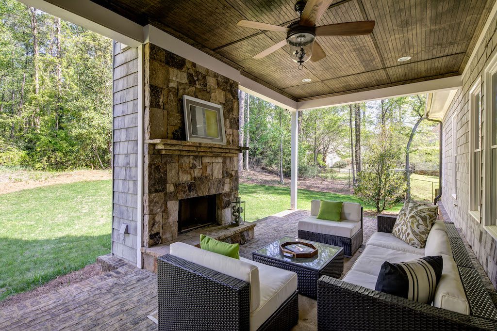 Find rest and tranquility by this fireplace at Long Island Parc