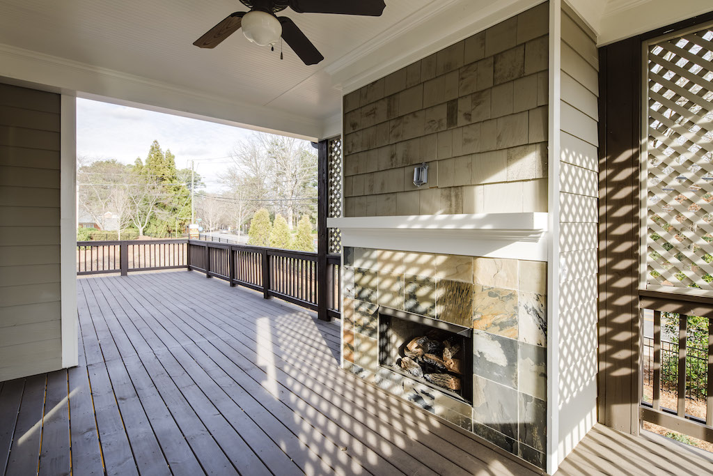 Beautiful outdoor fireplace at Park Chase