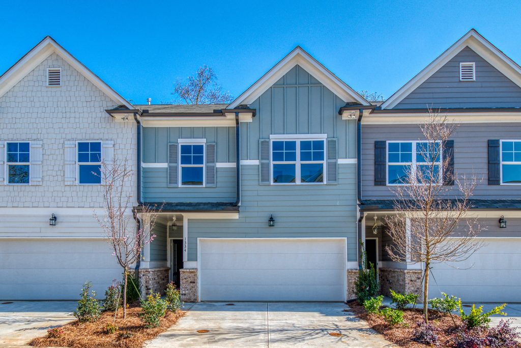 The front of a new townhome near Grant Park in Heights at Grant Park