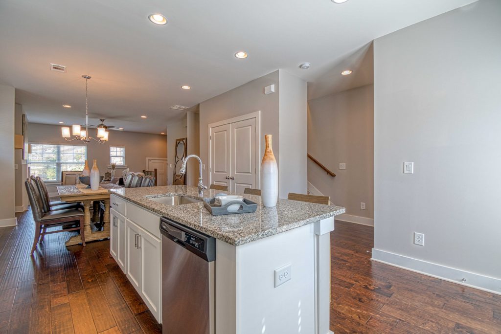 Striking hardwood floors in the kitchen at Eastland Gates