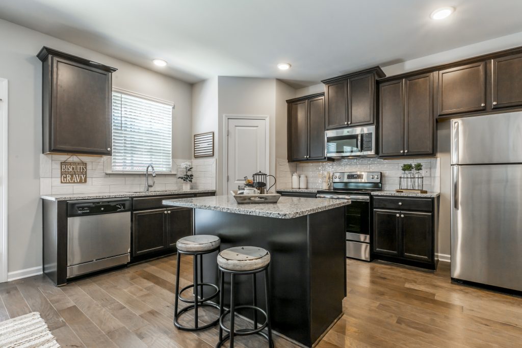 Open kitchen design for new home in Jonesboro at Keswick Estates