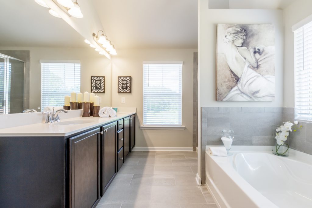 A master bathroom in Riverwalk Trace