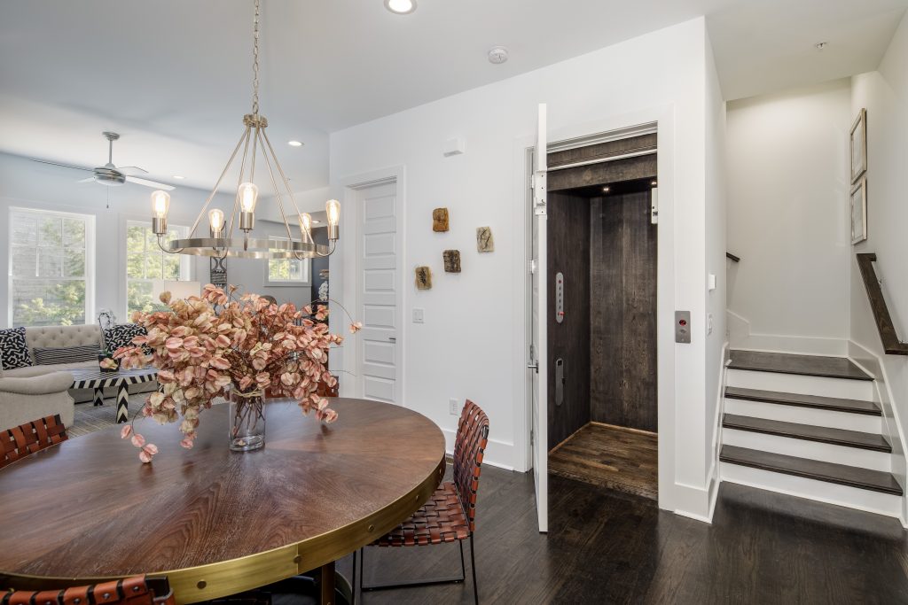 An elevator in a home at 28th at Brookwood