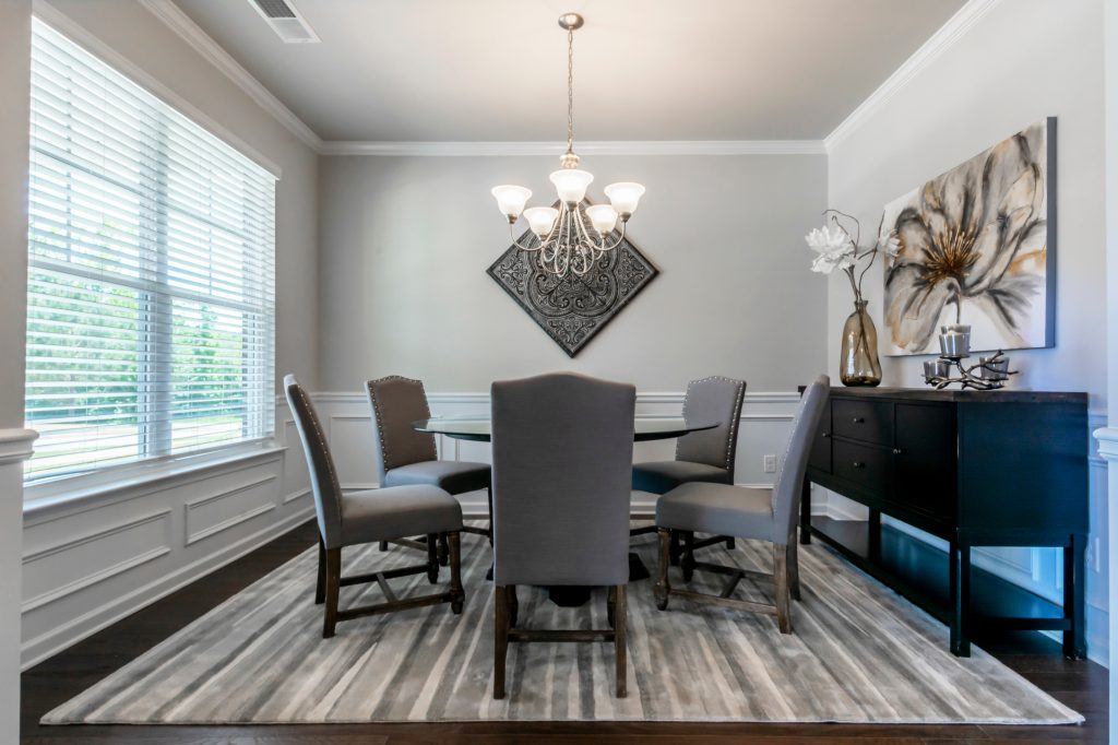 A dining room in a Fairington floor plan