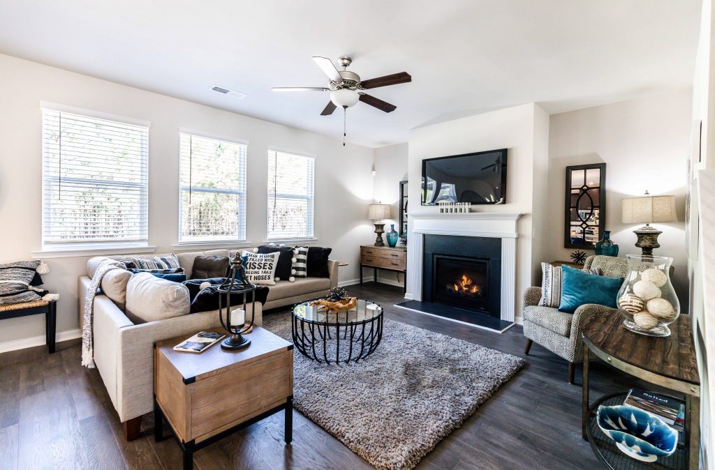 Open-concept living room in the Clifton floor plan