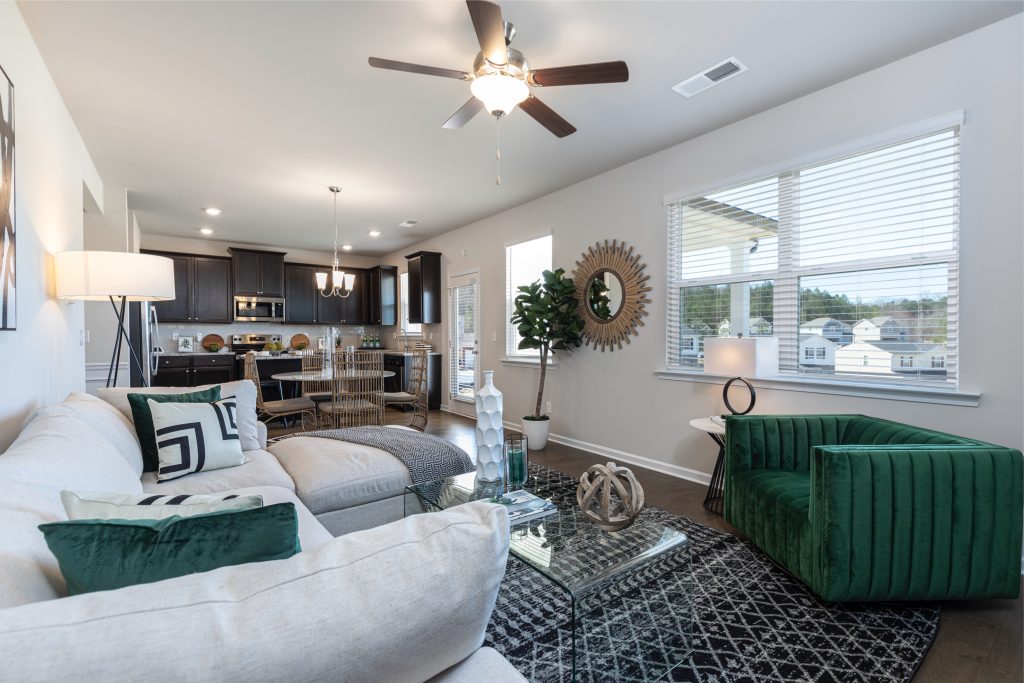 A beautiful Rockhaven Homes living room in a new home in metro atlanta