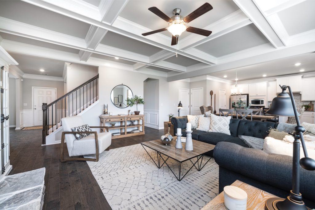 A living room in the new homes at Jefferson Downs