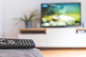 remote in front of the tv