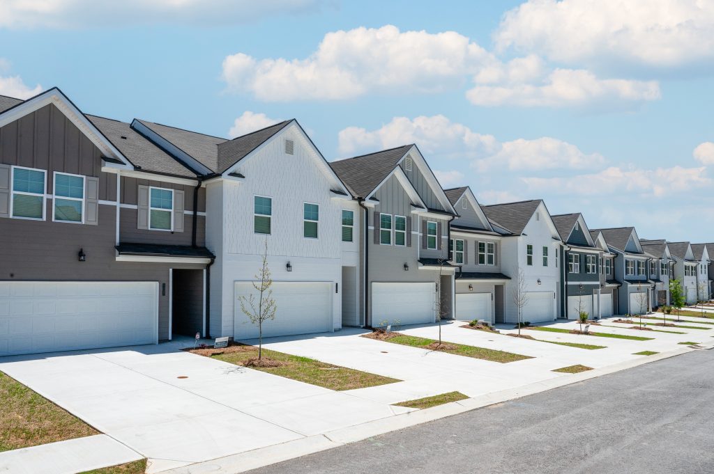 Exterior view of Rockhaven Homes' new townhomes in Villa Rica, GA