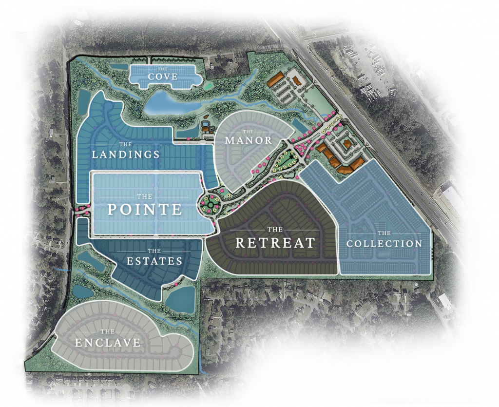 Community map of Walden Park showing future enclaves and planned amenities.