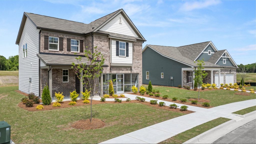 New home with landscaped yard in Metro Atlanta.