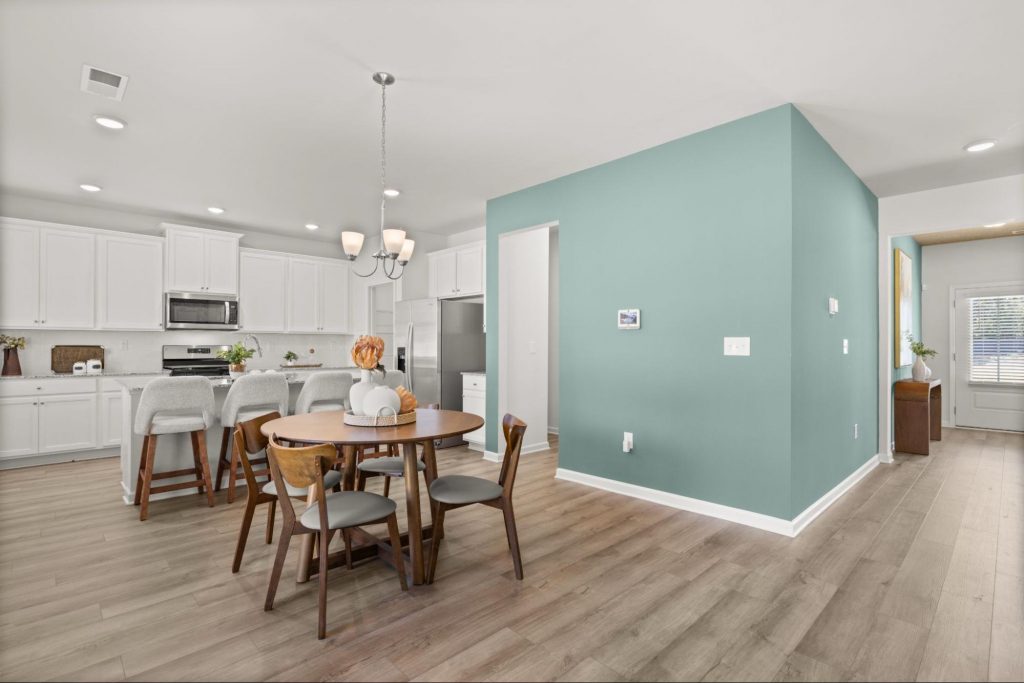 kitchen and dining area in single-family home