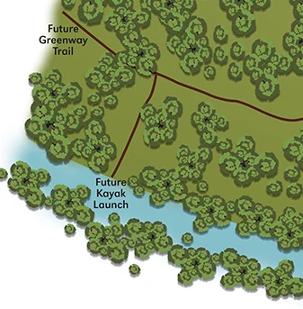 Future kayak launch area on the site plan